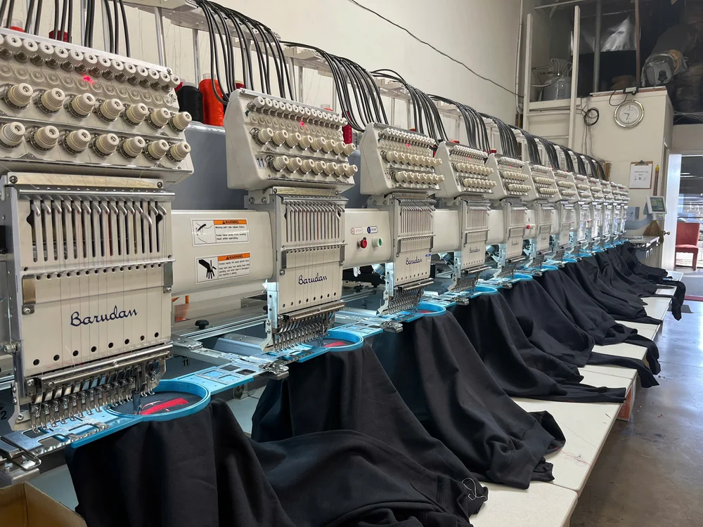 Computerized embroidery machines working on garments