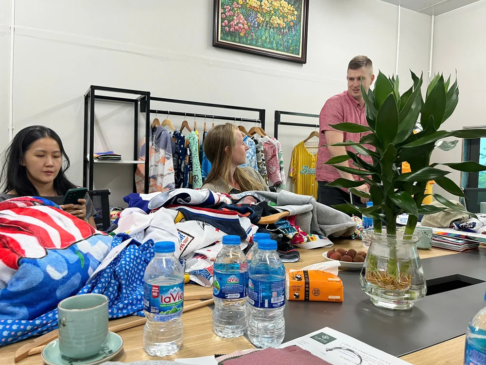 The Onos team discussing and developing product samples